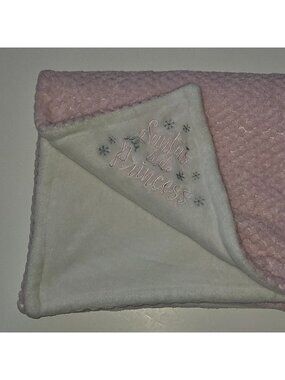 Baby Essentials Santa's Little Princess Baby Blanket Pink Waffle White Fleece